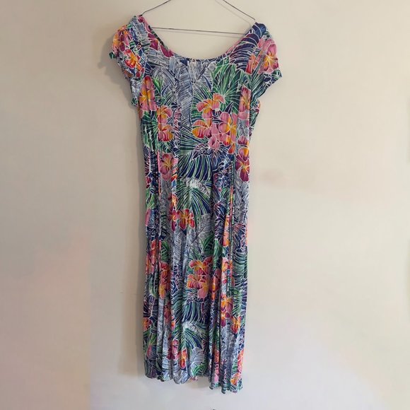 Jams World Dresses Vintage Jams World Hawaiian Floral Ruffle Sleeve